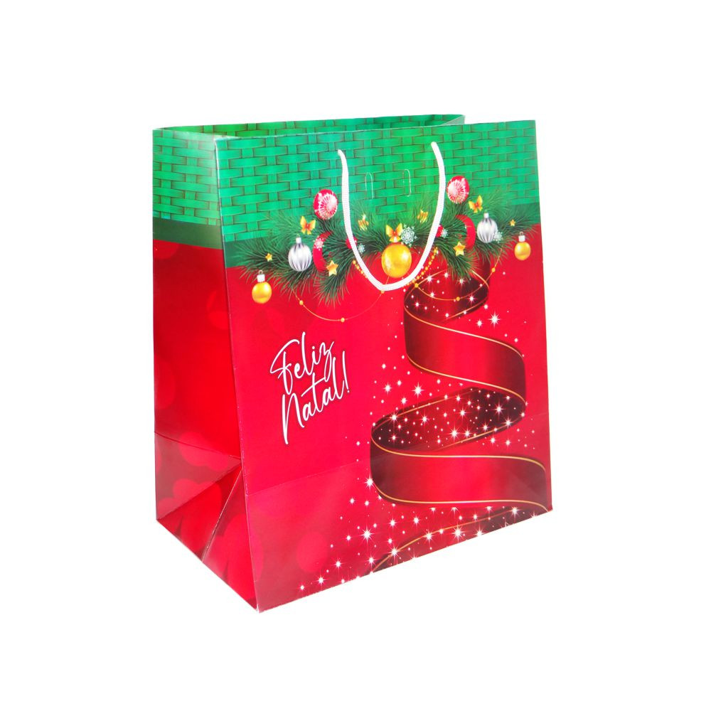 SACOLA NATAL M 30X18X34CM FELIZ NATAL VM C/1 UN