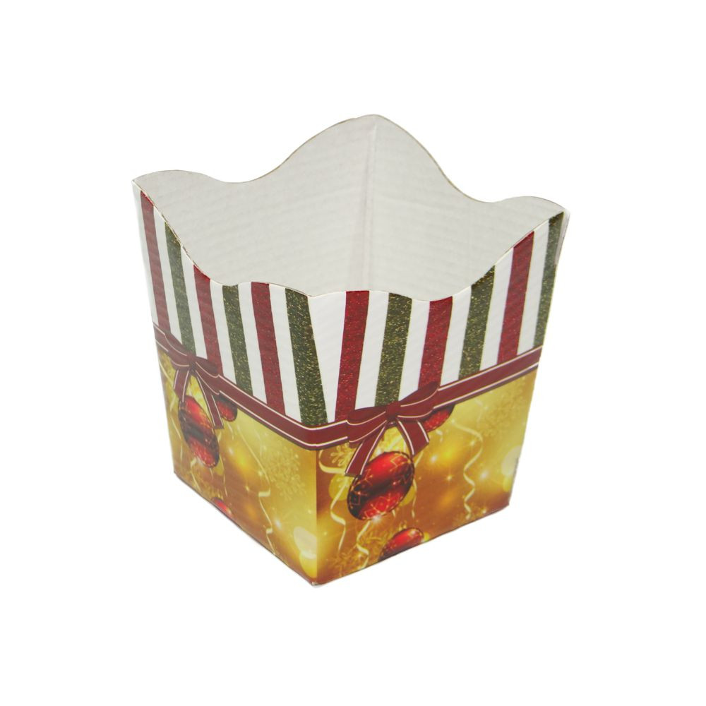 CACHEPO NATAL M 9X9X12CM SINOS C/LISTRAS VERTICAIS C/1 UN