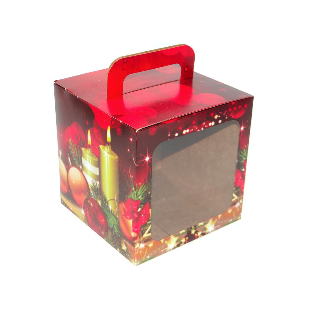 CAIXA PANETONE M 14X14X16CM VELAS C/1 UN