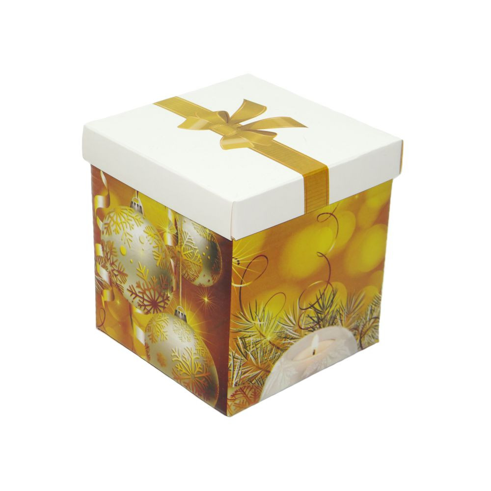 CAIXA CUBO P 11,5X11,5X12CM BOLAS DE NATAL C/1 UN