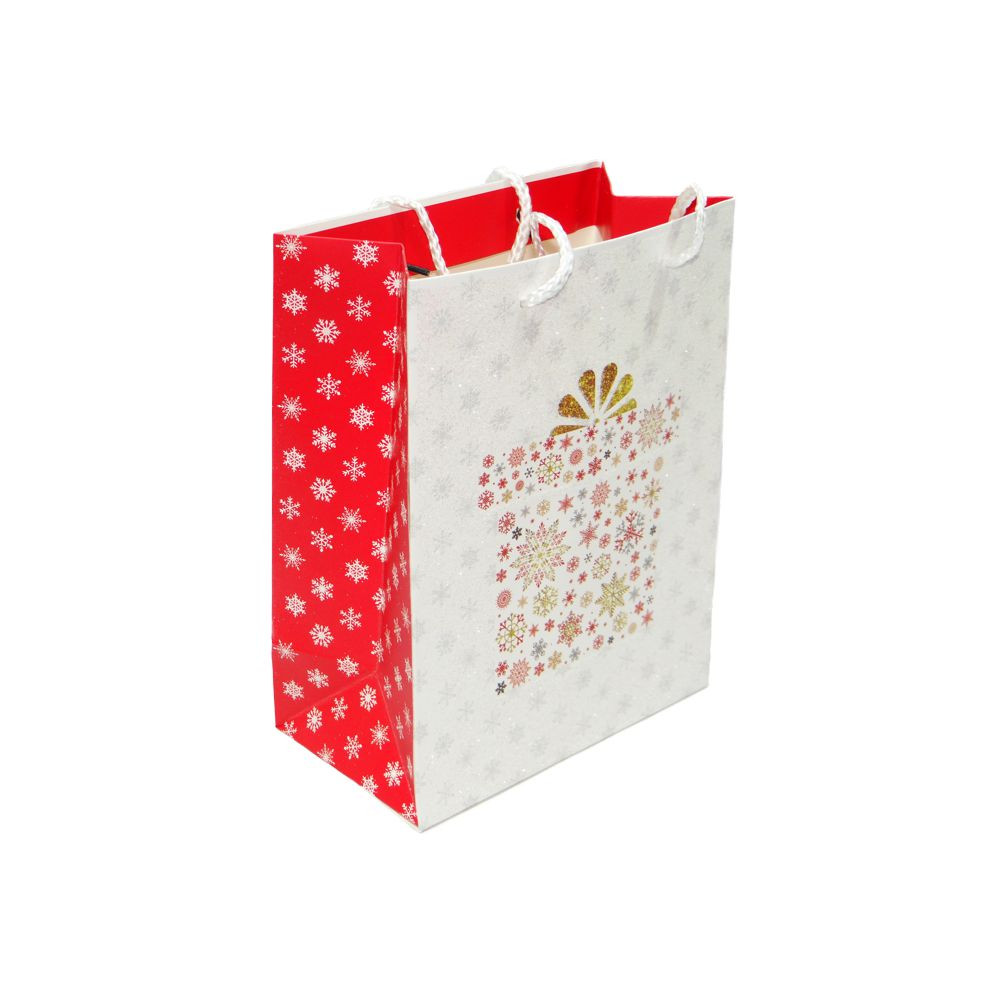 SACOLA NATAL GLITER P 18X10X23CM CX PRESENTE C/1 UN