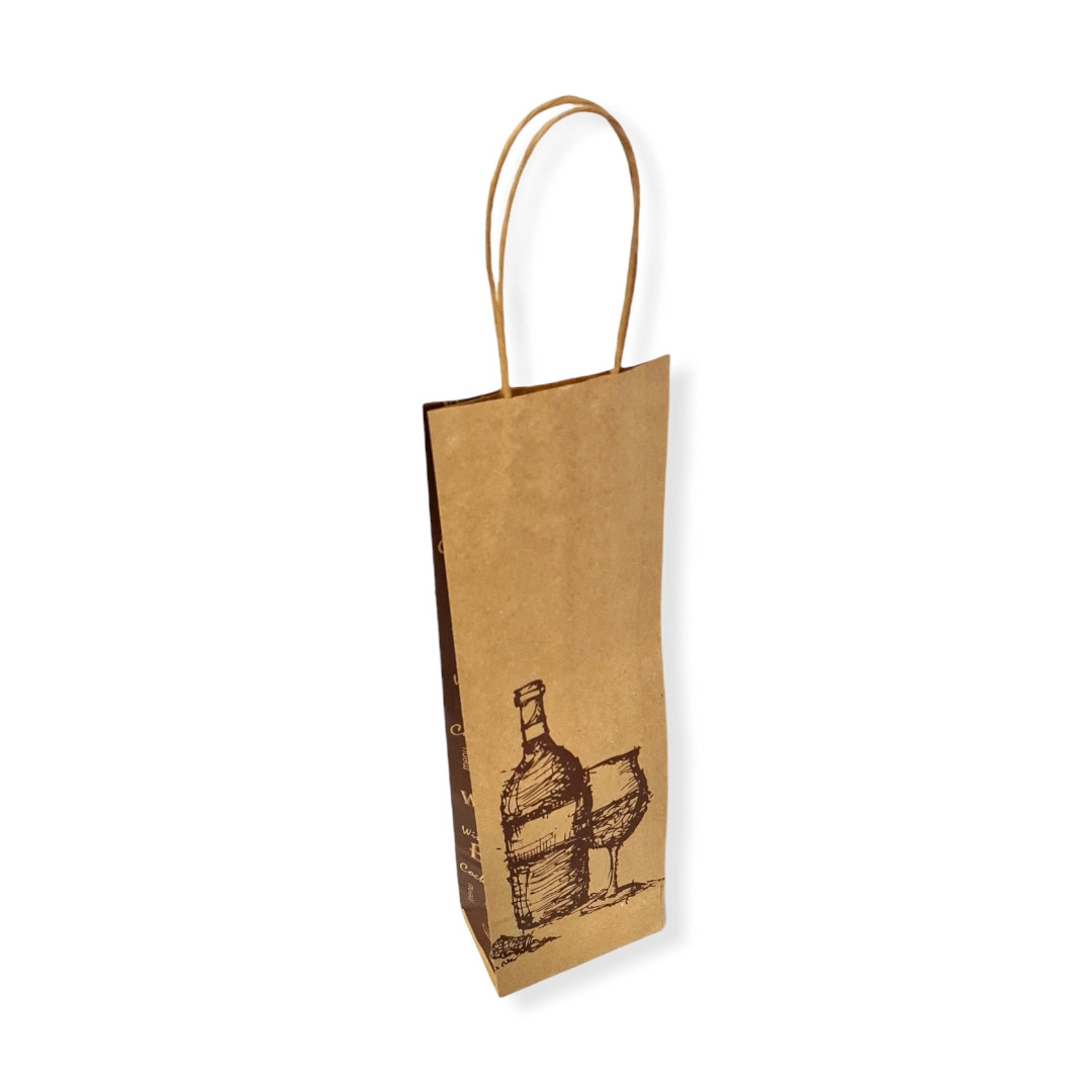 SACOLA PARDA VINHO ESTAMPADA 12X39X7 C/1 UN