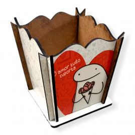 CACHEPOT EM MADEIRA FLORK TUDO SUPORTA 8,5X8,5X10CM C/1 UN