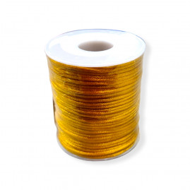 CORDAO DE CETIM RABO DE RATO 2MM ROLO DE 50 METROS OURO C/1 UN
