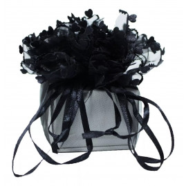 SAQUINHO DE ORGANZA REDONDO PRETO TAM. 26CM C/1 UN