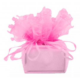 SAQUINHO DE ORGANZA REDONDO PINK TAM. 33CM C/1 UN