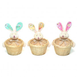 CESTA COELHO FLORIDO ROS/AZC/AMA 17CM (DAISY) C/1 UN
