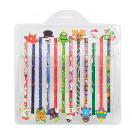 LAPIS E BORRACHA NATALINO CLR () JG C/12 PC