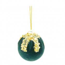 BOLA VELUDO C/GLITTER AZE/OUR 10CM (VELVET) JG C/2 PC