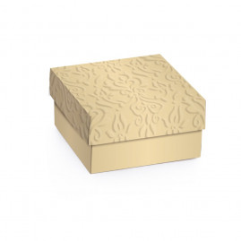 MINI CX QUADRADA RELEVO OURO P 6,5X6,5X3,5 PT C/1 UN