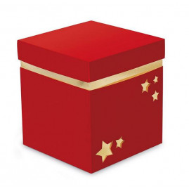 CX CUBO VAZADO P/PANETONE VM/OURO 14.5X14.5X16 500G C/1 UN