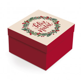 CX QUADRADA FELIZ NATAL M 26X26X12 C/1 UN