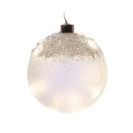 BOLA VIDRO 10 LEDS FOSCA BCO 12CM (BOL E FIG ILUM) C/1 UN