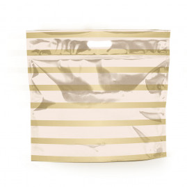 SACOLA LAM C/ZIPER 46X43+5 SANF LISTRAS MARFIM/OURO C/1 UN
