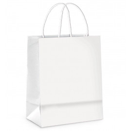 SACOLA PAPEL BRANCO M 26X19.5X9.5 C/1 UN
