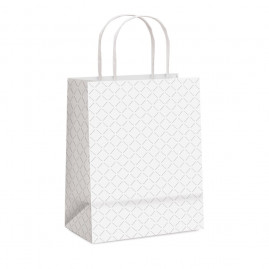 SACOLA PAPEL RELEVO BRANCO G 32X26,5X13 C/1 UN