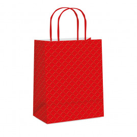 SACOLA PAPEL RELEVO VERMELHO M 26X19,5X9,5 C/1 UN CFSC