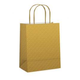 SACOLA PAPEL RELEVO OURO M 26X19,5X9,5 C/1 UN CFSC