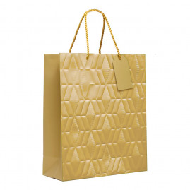 SACOLA PREMIUM LISA OURO C/RELEVO M 26X31X10 C/1 UN CFSC