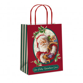 SACOLA PAPEL NOEL CARMIN P 21,5X15X8 C/1 UN CFSC