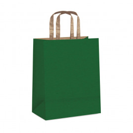 SACOLA PAPEL VERDE C/ALCA CHATA KRAFT P 21,5X15X8 C/1 UN