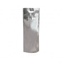 SACOLA LAM C/ZIPER GARRAFA 19,5X43+4,5 PRATA FOSCO C/1 UN