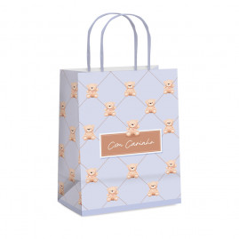 SACOLA PAPEL URSINHO BOTONE AZUL G 32X26,5X13 C/1 UN CFSC