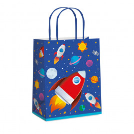 SACOLA PAPEL FOGUETE COSMICO M 26X19,5X9,5 C/1 UN CFSC