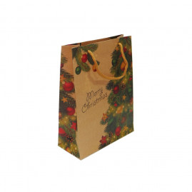 SACOLA PAPAI NOEL KRAFT M 19X8X24,5CM MERRY CHRISTMAS C/1 UN