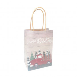 SACOLA NATAL KRAFT P 12X65X17CM MERRY CHRISTMAS FURGAO C/1 UN