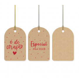 TAGS DE/PARA C/HOT STAMPING E DE CORACAO 5X8 PT C/12 UN