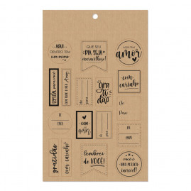CARTELA ADES ETQ KRAFT MENSAGENS 28X19CM PT C/34 UN