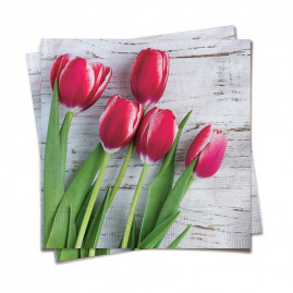 GUARDANAPO TULIPAS 32,5X32,5 PT C/20 FOLHAS