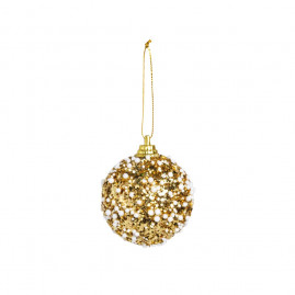 BOLA GLITTER C/NEVE OUR/BCO 5CM (BOLAS) JG C/6 PC