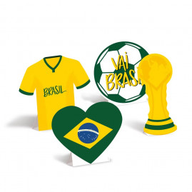 SILHUETA DECORATIVA COPA 2022 PT C/4 UN