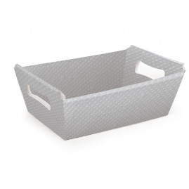 CESTA DE CARTAO CRISTALINO PRATA MG 27X18,5X9,5 C/1 UN