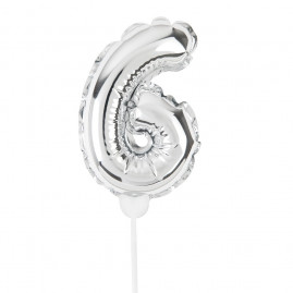 MINI BALAO AUTO INFLAVEL C/VARETA NUMERO 6 PRATA C/1 UN
