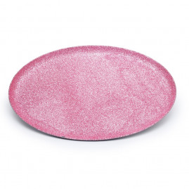 BANDEJA DECORATIVA REDONDA ROSA 28,5X18X1,5 C/1 UN