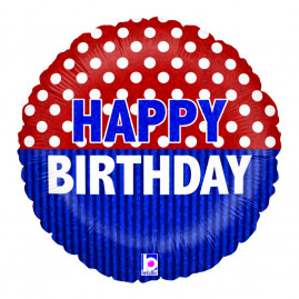 BALAO METALIZADO HOLOG REDONDO HAPPY BDAY NAUTICO 18 C/01