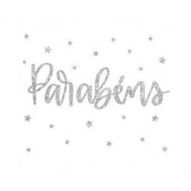 LETTERING TRANSF P/BALAO PARABENS C/GLITTER PP NAC C/1 UN