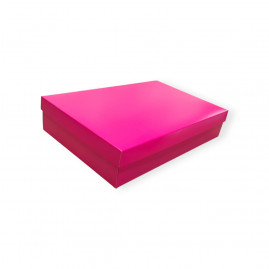 CAIXA PRESENTE RETANGULAR GOFRADA P ROSA NEON COR 1 19X14X4 C/1 UN