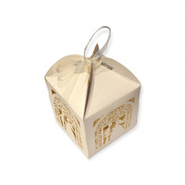 CAIXINHA DE PAPEL CORTE LASER 7,5X7,5X11CM CASAMENTO C/1 UN