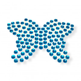 PIERCING ADESIVO STRASS P/PETS MODELO BORBOLETA CIANO PT C/6 UN