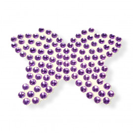PIERCING ADESIVO STRASS P/PETS MODELO BORBOLETA VIOLETA PT C/6 UN