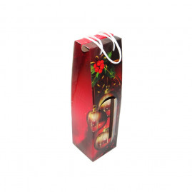 CAIXA VINHO SIMPLES 10X10X35CM BOLAS NATAL VM C/1 UN