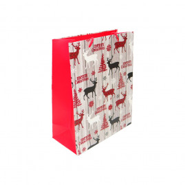 SACOLA NATAL GLITER G 26X12X32CM MERRY CHRISTMAS C/1 UN